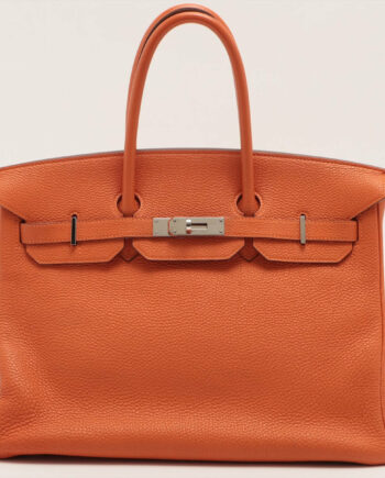 Birkin 35 Hermes Togo Orange Silver Metal