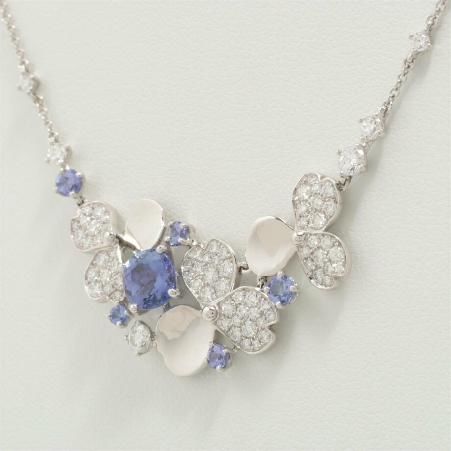 Tiffany Paper flowers Tanzanite diamond Necklace