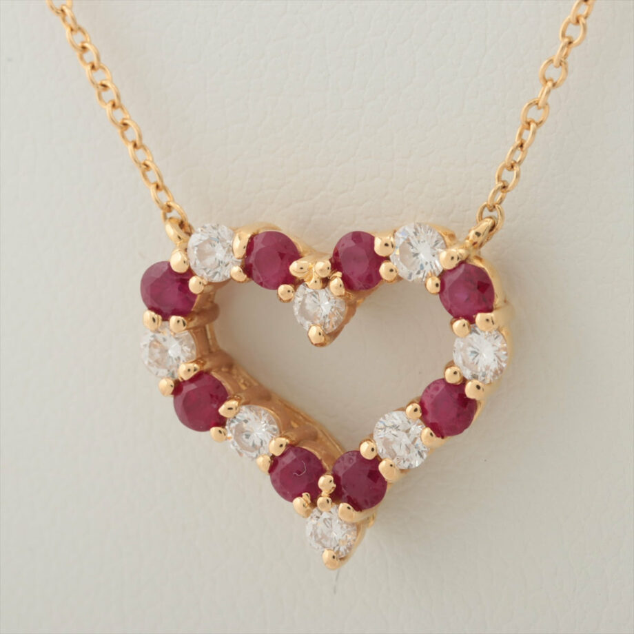 Tiffany Sentimental Heart Ruby diamond Necklace 750