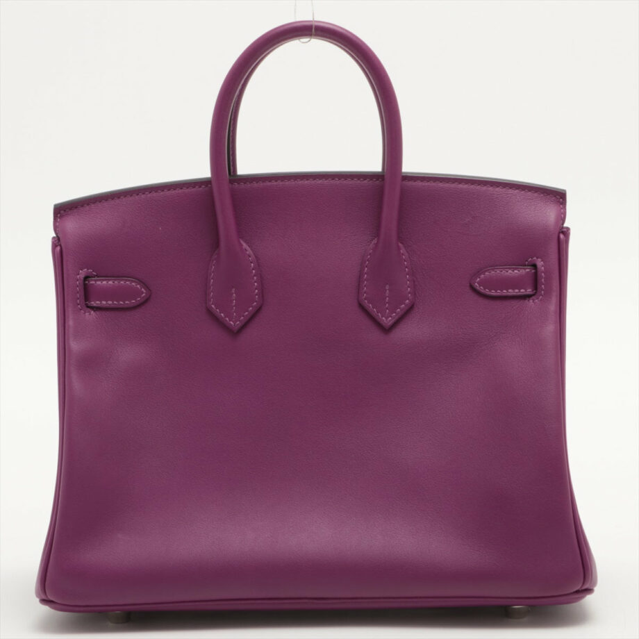 Hermes Birkin 25 Veau Swift Anemone Silver Metal fittings Engraving blurred