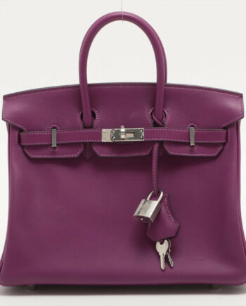 Hermes Birkin 25 Veau Swift Anemone Silver Metal fittings Engraving blurred