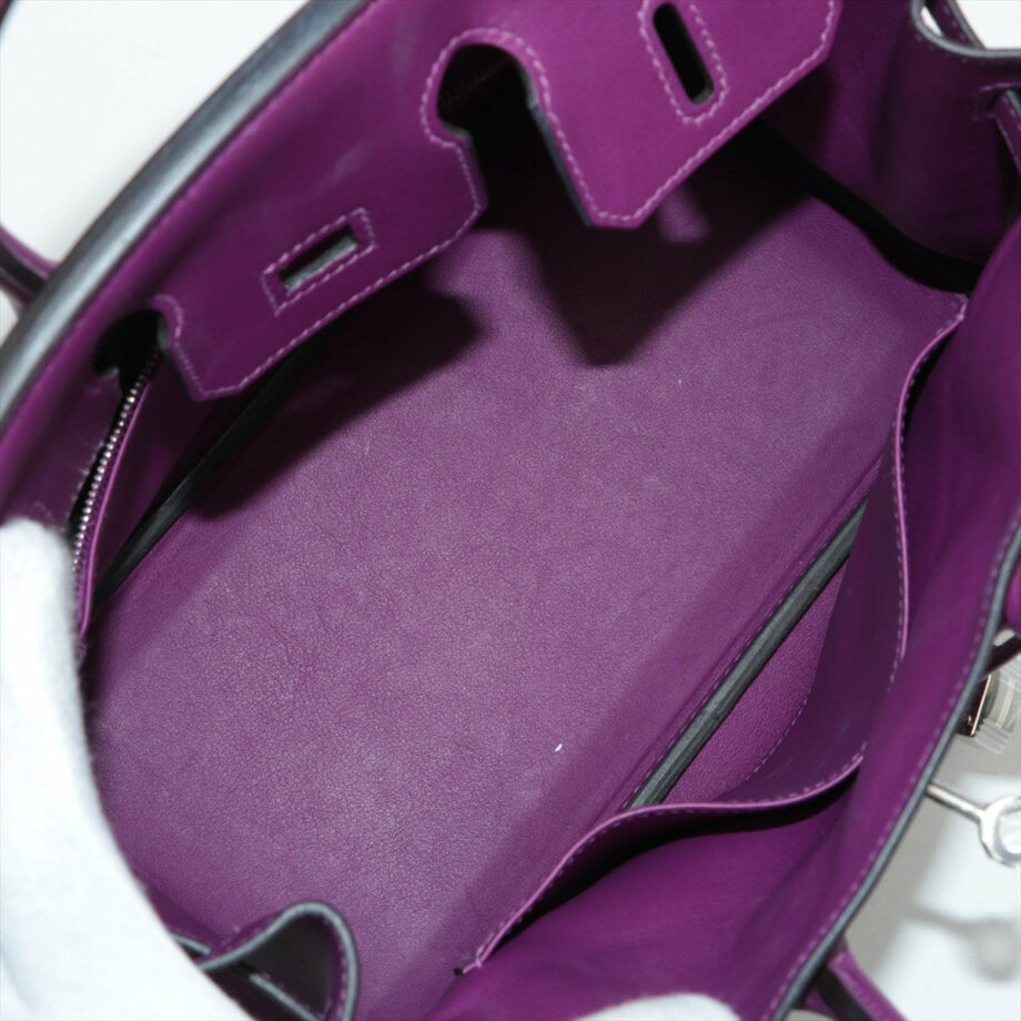 Hermes Birkin 25 Veau Swift Anemone Silver Metal fittings Engraving blurred