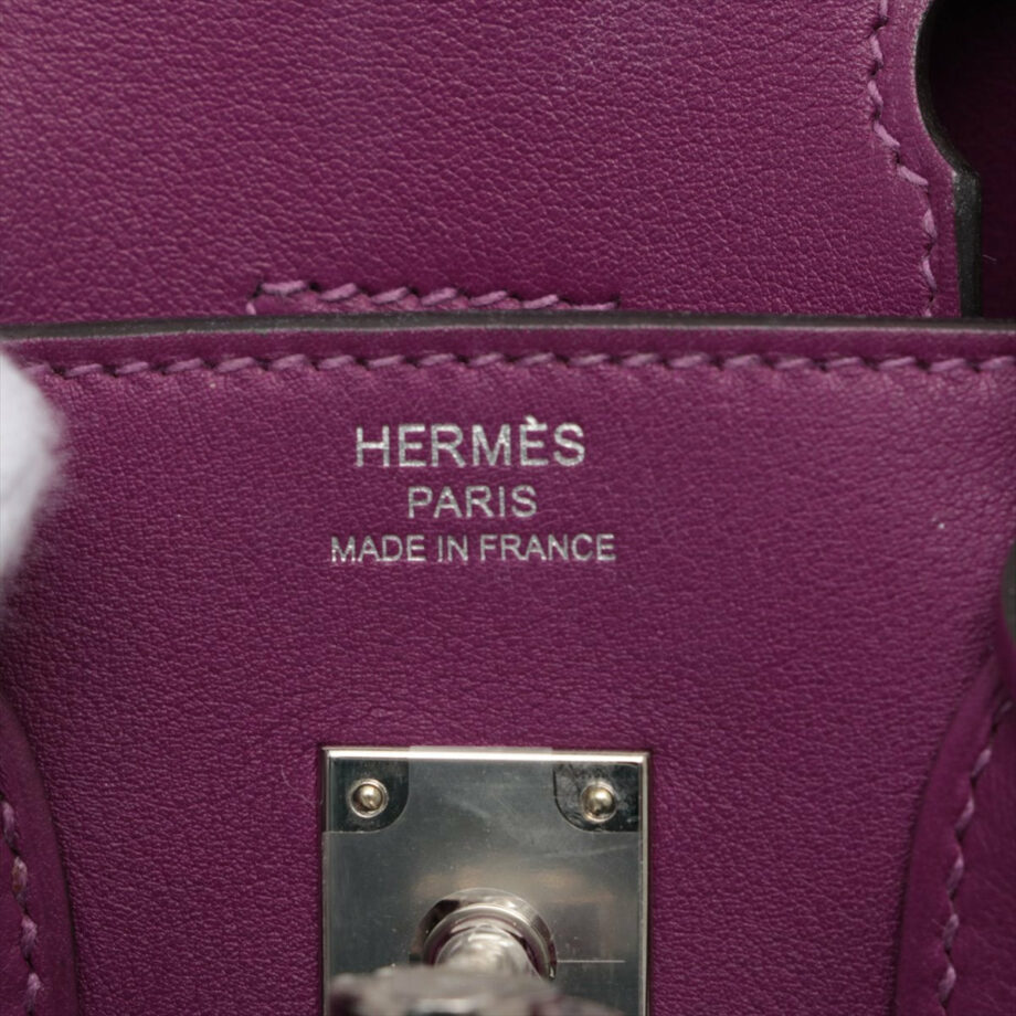 Hermes Birkin 25 Veau Swift Anemone Silver Metal fittings Engraving blurred