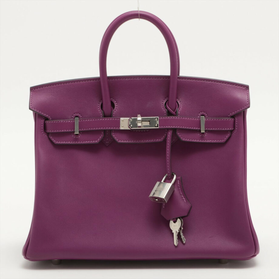 Hermes Birkin 25 Veau Swift Anemone Silver Metal fittings Engraving blurred