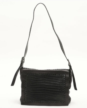 Bottega Veneta Intrecciato Crocodile x Leather Shoulder bag Black