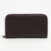 BottegaVenetaIntrecciatoLeatherRound-Zip-WalletBrown1
