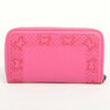 BottegaVenetaIntrecciatoLeatherRound-Zip-WalletPink2