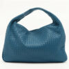 BottegaVenetaIntrecciatoLeatherShoulderbagBlueWithmirror1