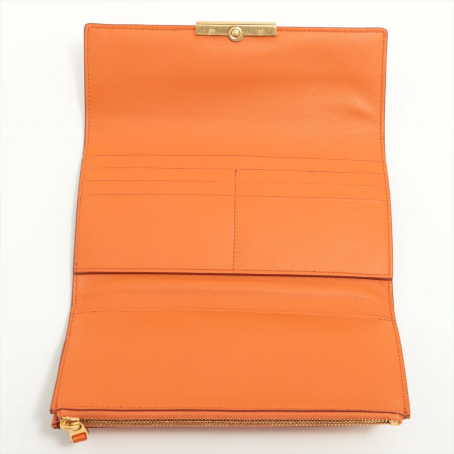 Bottega Veneta Leather Wallet Orange