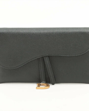 Christian Dior Saddle Leather Chain wallet Black