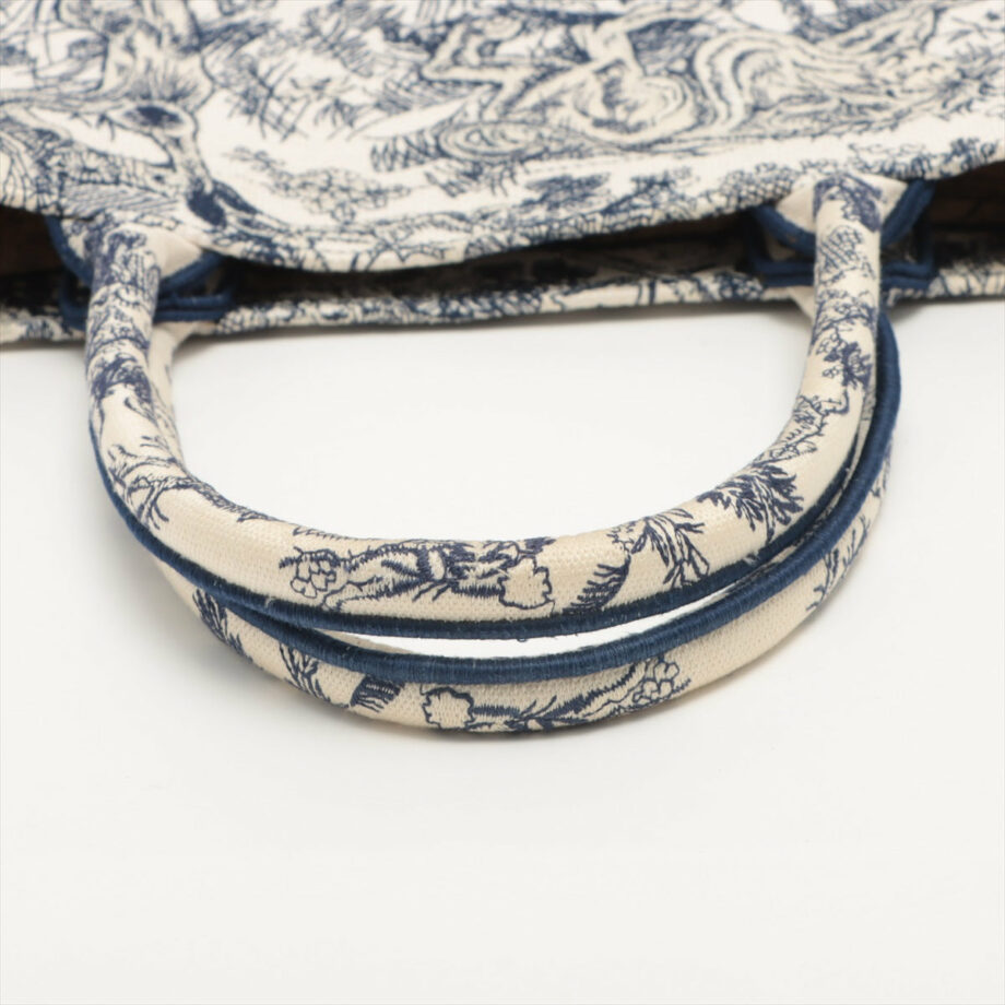 Christian Dior Toile Embroidery Book Tote White x navy