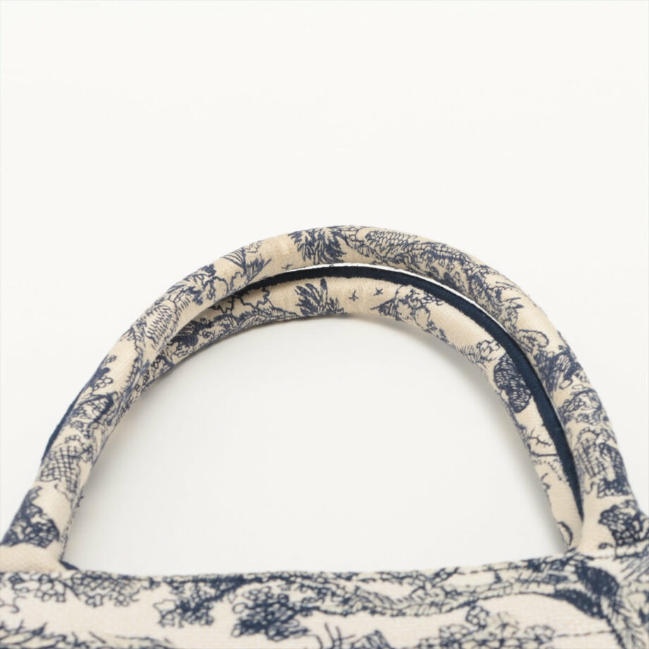 Christian Dior Toile Embroidery Book Tote White x navy