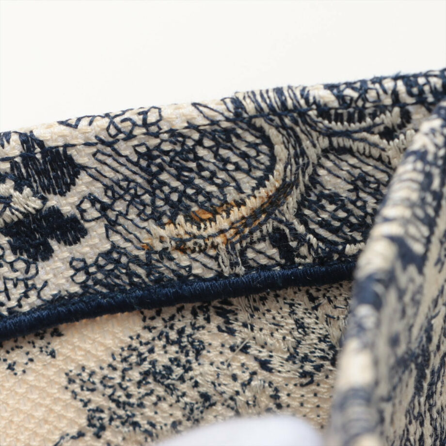 Christian Dior Toile Embroidery Book Tote White x navy