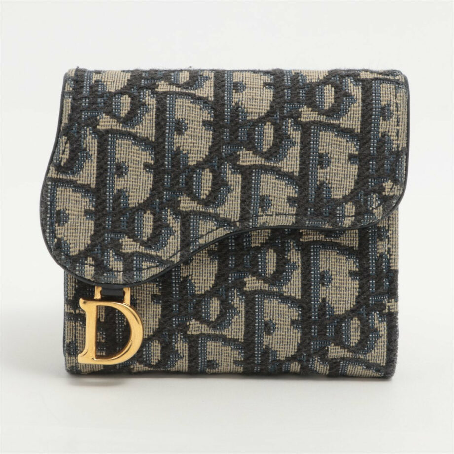 DIOR Saddle canvass Wallet Navy blue