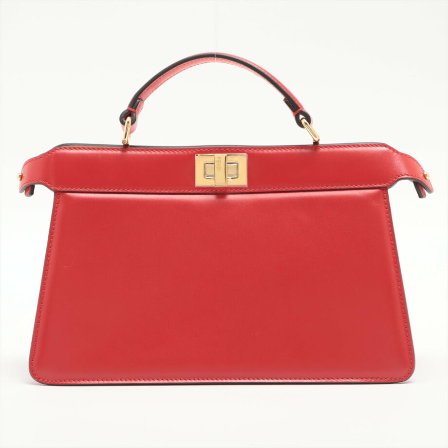 Fendi ICU EAST WEST Leather 2way handbag Red 8BN323