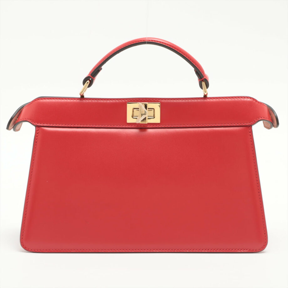 Fendi ICU EAST WEST Leather 2way handbag Red 8BN323