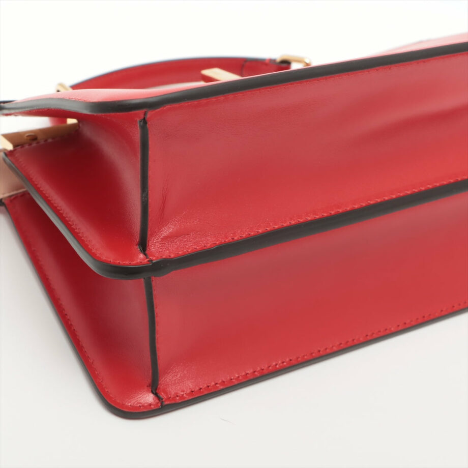Fendi ICU EAST WEST Leather 2way handbag Red 8BN323