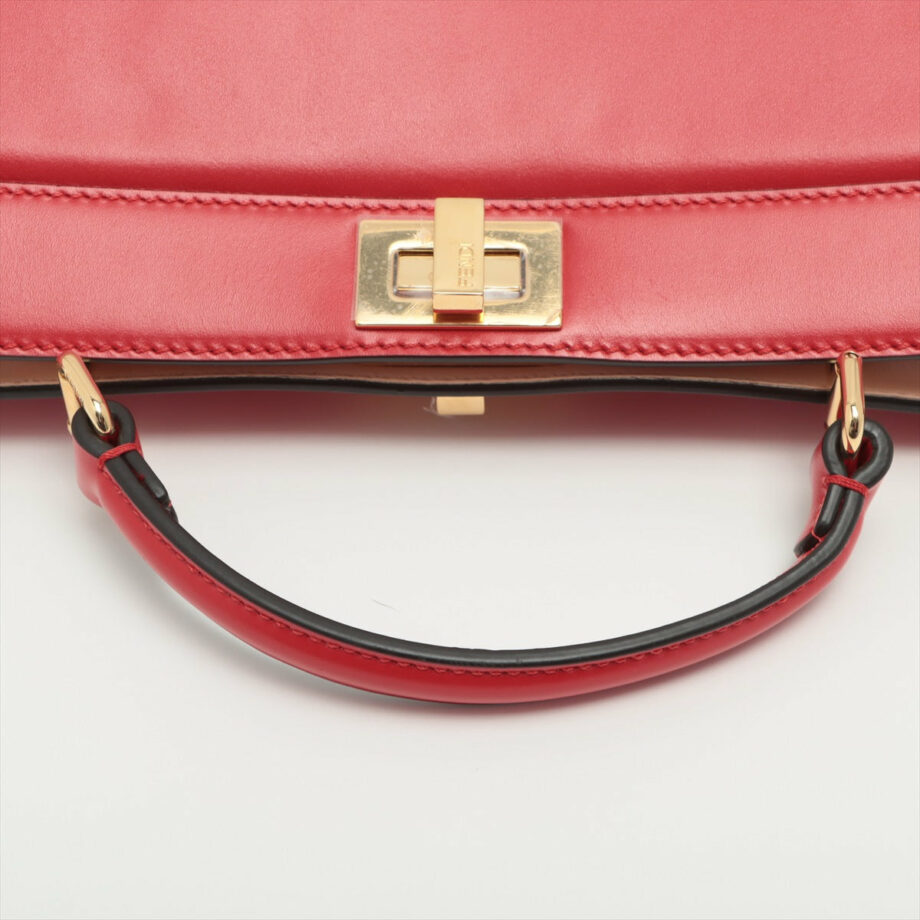 Fendi ICU EAST WEST Leather 2way handbag Red 8BN323