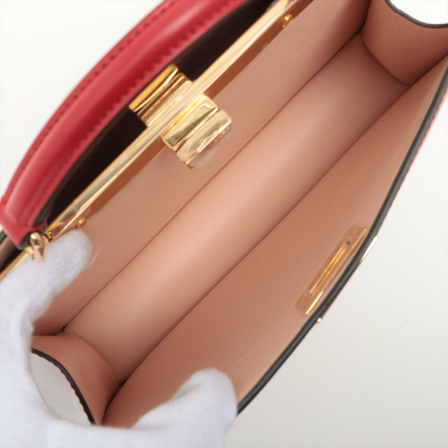 Fendi ICU EAST WEST Leather 2way handbag Red 8BN323