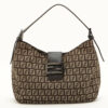 FendiMammaBaguetteZucchinocanvassShoulderbagBrown1