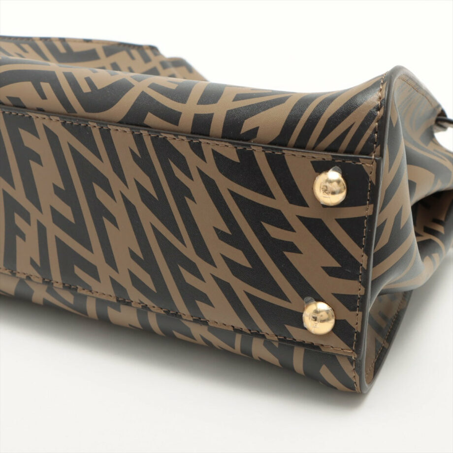 Fendi Mini Peek-a-boo zucca Leather 2way handbag Beige