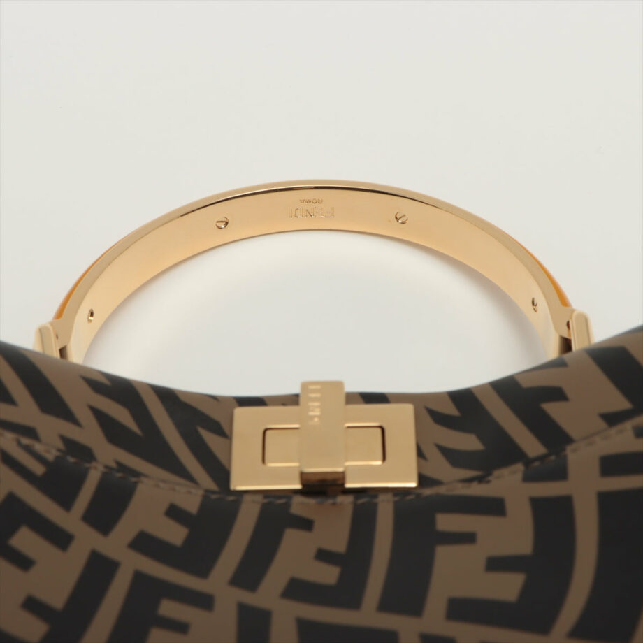 Fendi Mini Peek-a-boo zucca Leather 2way handbag Beige