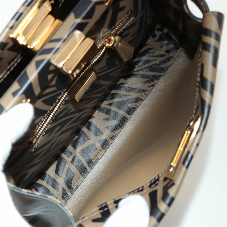 Fendi Mini Peek-a-boo zucca Leather 2way handbag Beige