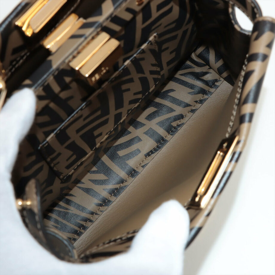 Fendi Mini Peek-a-boo zucca Leather 2way handbag Beige