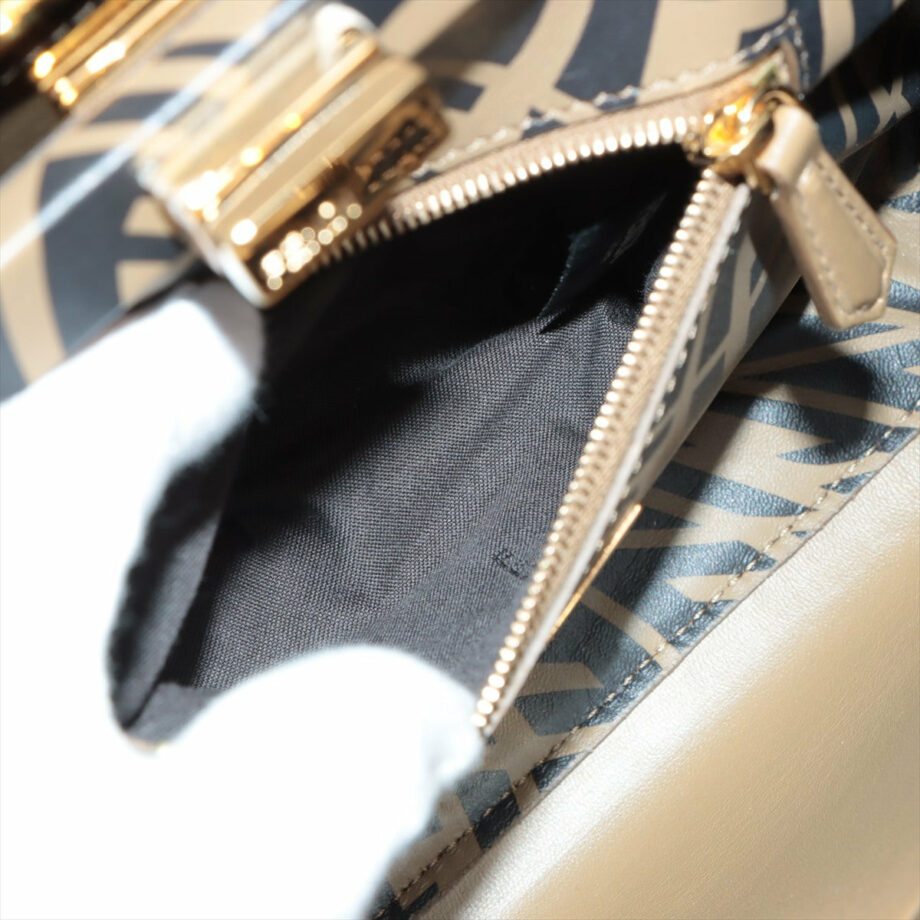 Fendi Mini Peek-a-boo zucca Leather 2way handbag Beige