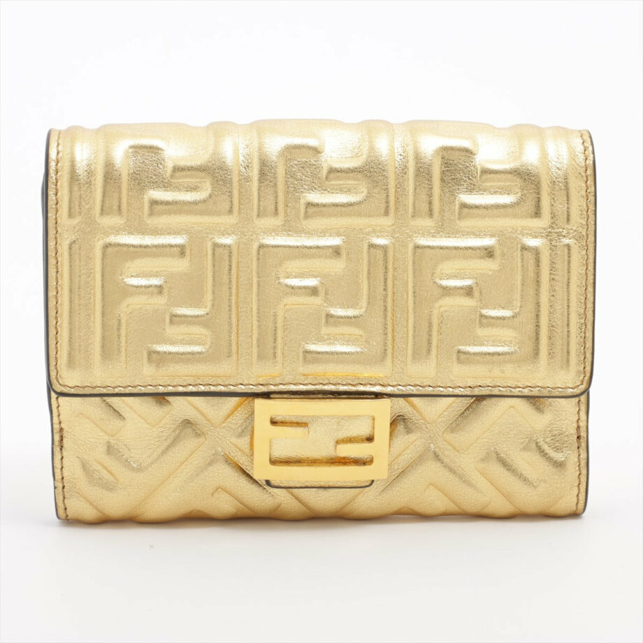 Fendi ZUCCa Leather Wallet gold