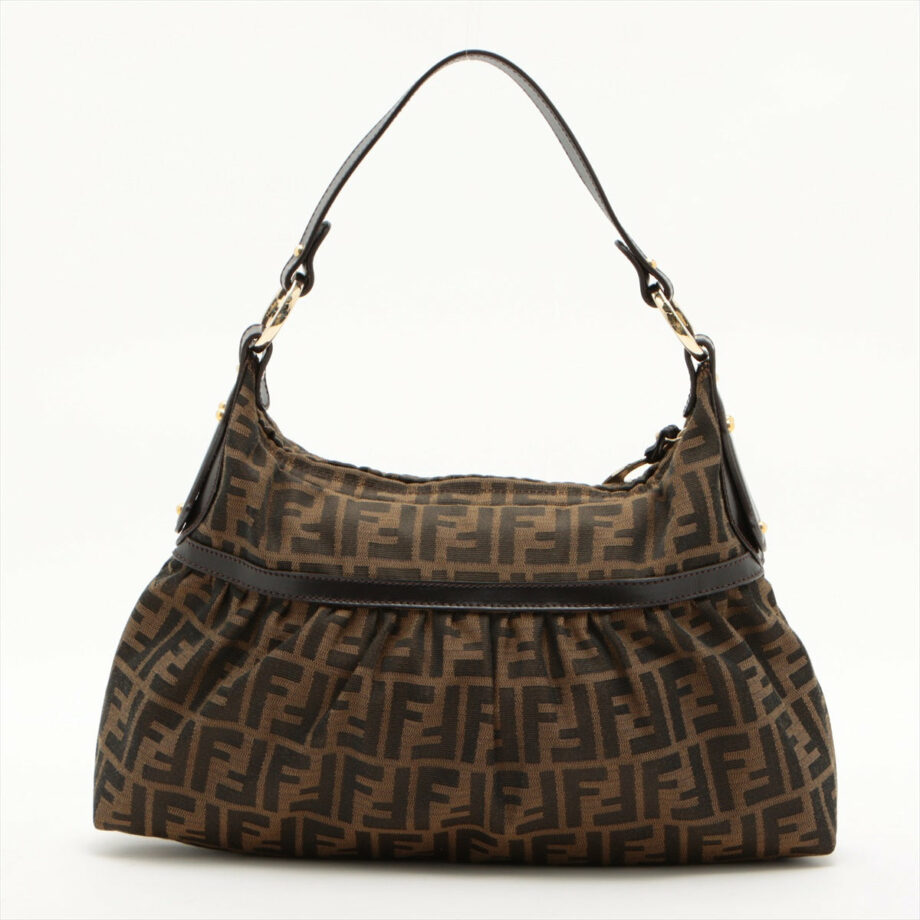 Fendi ZUCCa Canvas & leather Shoulder bag Beige