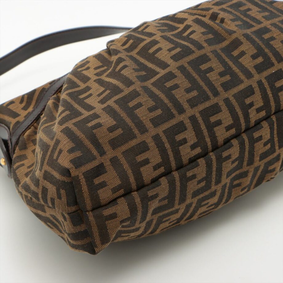 Fendi ZUCCa Canvas & leather Shoulder bag Beige