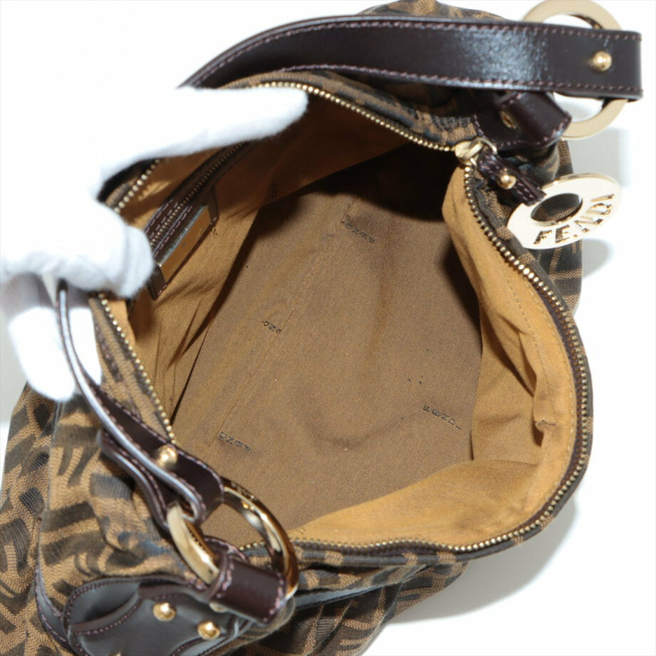 Fendi ZUCCa Canvas & leather Shoulder bag Beige