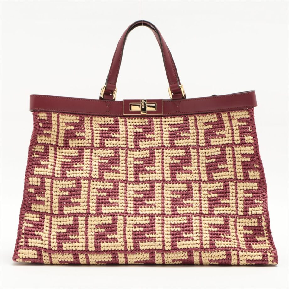 Fendi ZUCCa Peek-a-boo X tote bag Raffia Tote bag Bordeaux