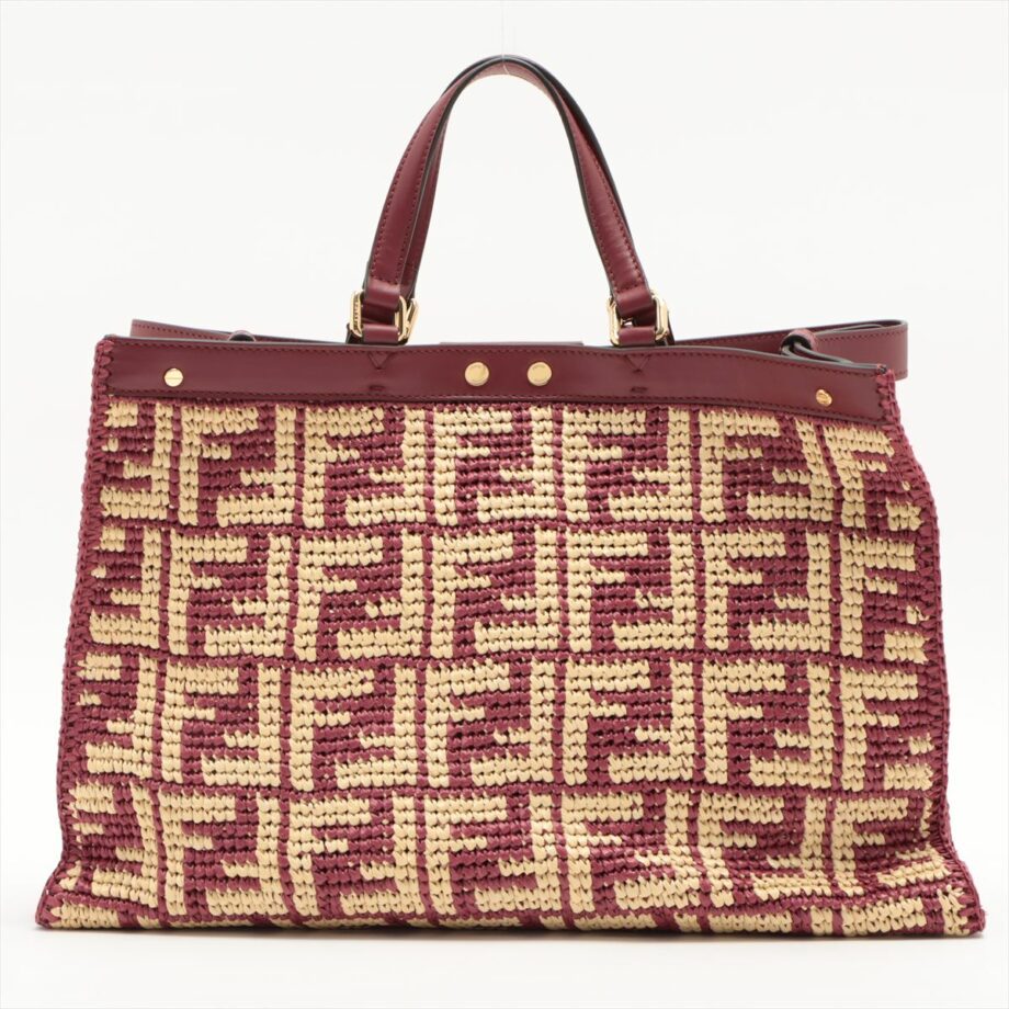 Fendi ZUCCa Peek-a-boo X tote bag Raffia Tote bag Bordeaux
