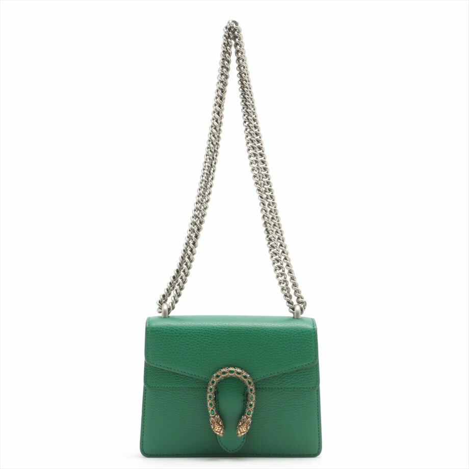 Borsa Gucci Dionysus Leather Chain shoulder bag Green 421970