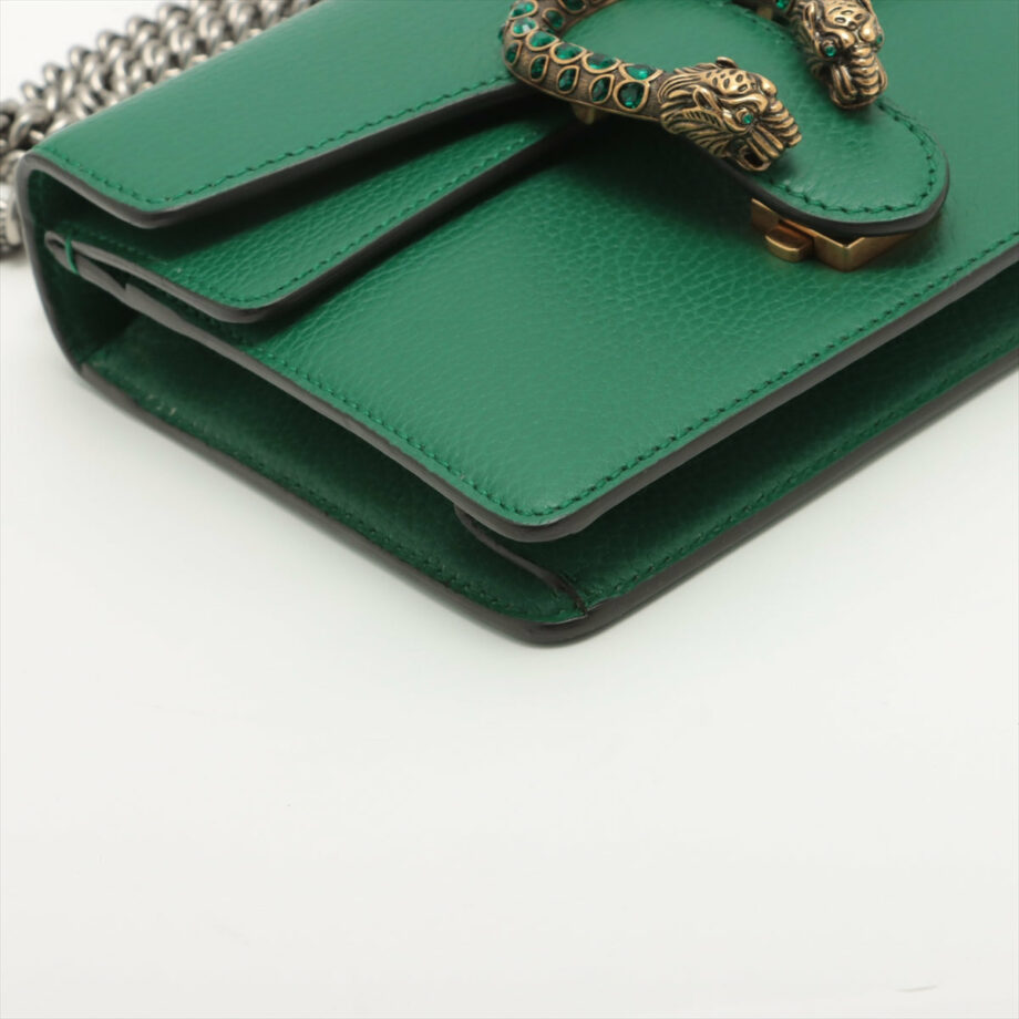 Borsa Gucci Dionysus Leather Chain shoulder bag Green 421970