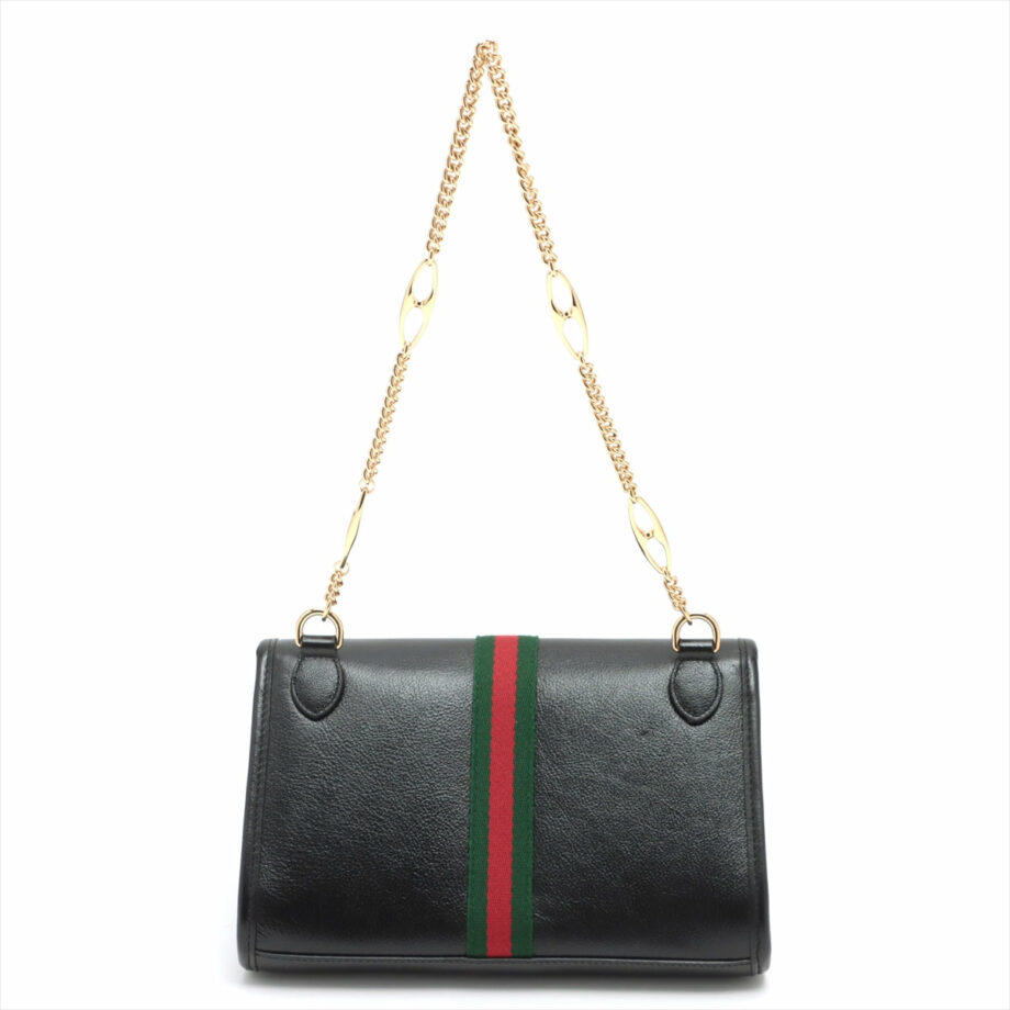 Gucci Tiger Head Leather Chain shoulder bag Black 570145