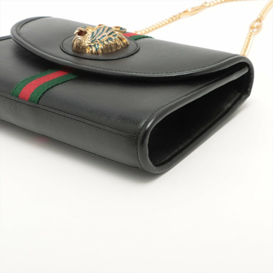 Gucci Tiger Head Leather Chain shoulder bag Black 570145
