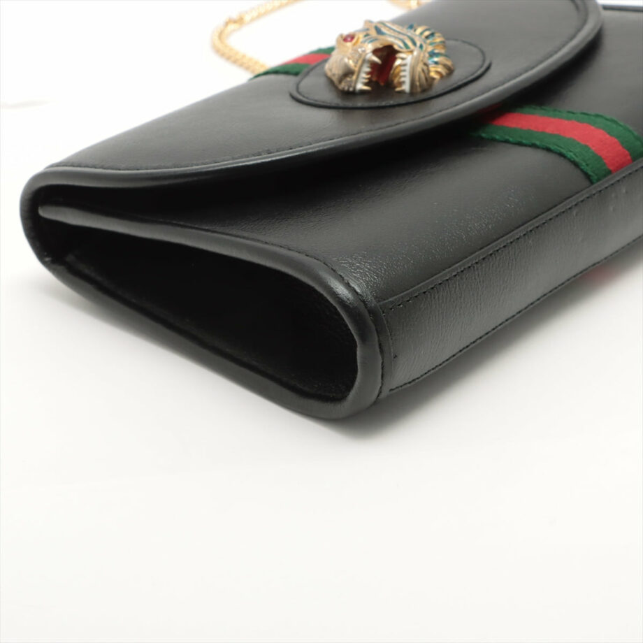 Gucci Tiger Head Leather Chain shoulder bag Black 570145