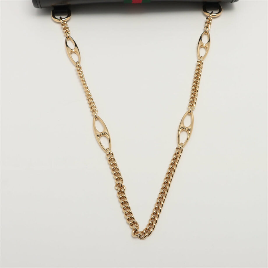 Gucci Tiger Head Leather Chain shoulder bag Black 570145