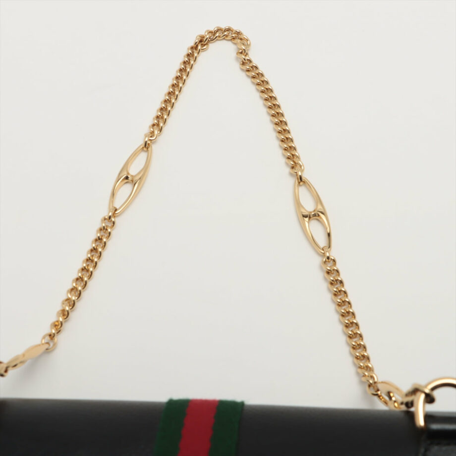 Gucci Tiger Head Leather Chain shoulder bag Black 570145