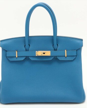 Hermes Birkin 30 Togo Blue Zellige Gold Metal