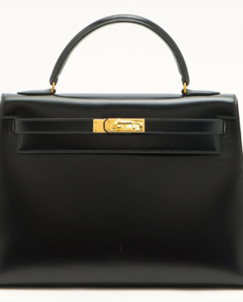 Hermes Kelly 32 bag Box calf Black Gold Metal