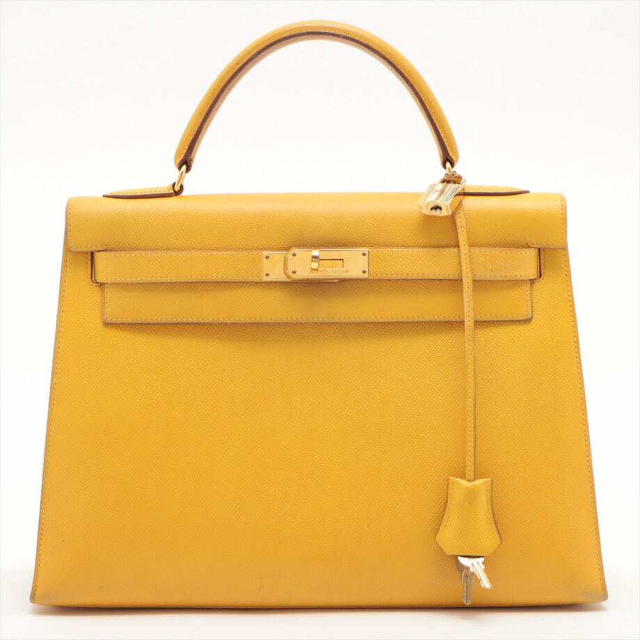 Hermes Kelly 32 bag Cushbell Jaune Gold Metal fittings