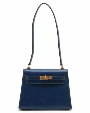 Hermes Mini Kelly bag calf Blue Gold Metal fittings