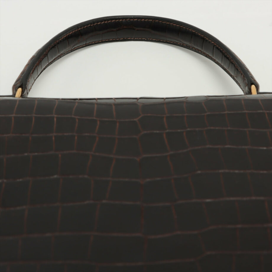 Hermes kelly 35 bag Porosus Brown Gold Metal