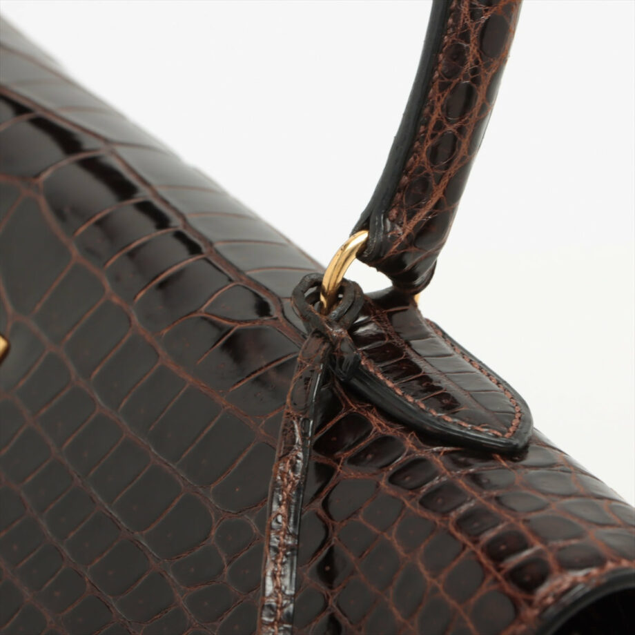 Hermes kelly 35 bag Porosus Brown Gold Metal