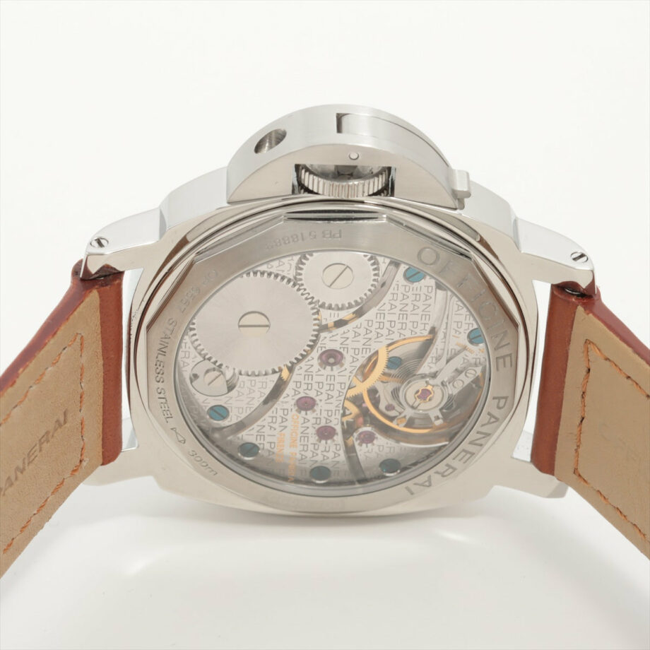 Panerai Luminor Marina PAM00113 OP6567PB518883 SS & leather Stem-winder White-Face