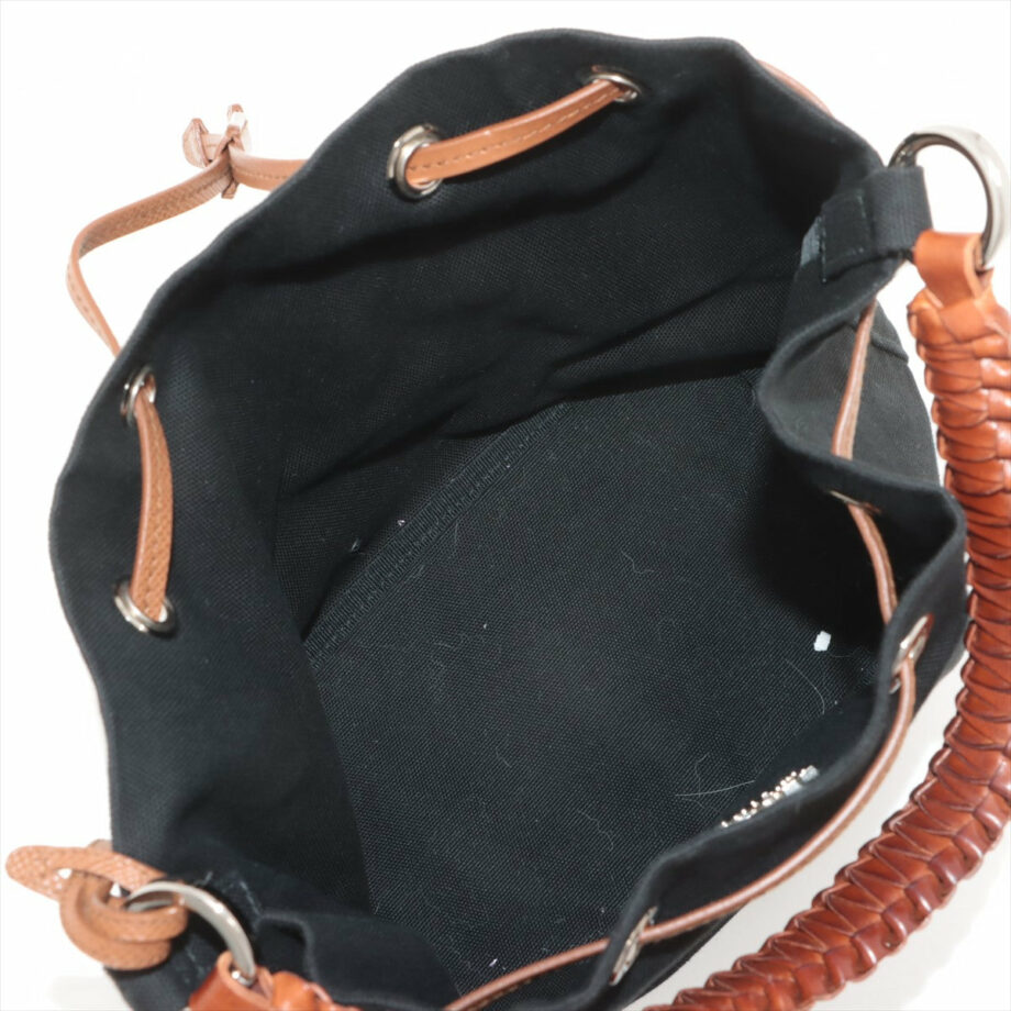 Prada Canapa Canvas & leather Hand bag Black 1BE032